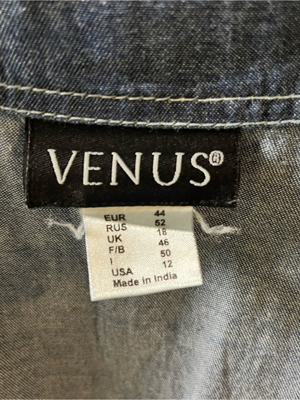 VENUS Slate Gray Denim Look Sleeveless Smocked-Waist Mini Dress - Picture 4 of 12
